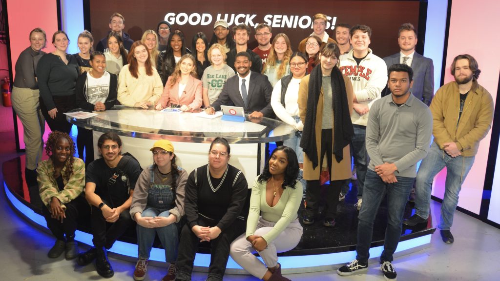 The Fall 2022 Temple Update crew in TV Studio 3, December 8, 2022